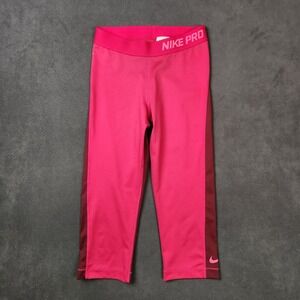 Nike Pro Dri-FIT Training Capris Leggings Womens Small‎ Pink Burgundy Athletic